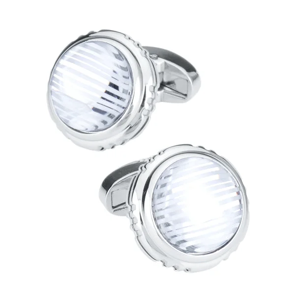 Quality Maxbell Brass Glass Stripe Texture Cufflink Formal Mens Shirt Cuff Links Jewelry Long-Lasting