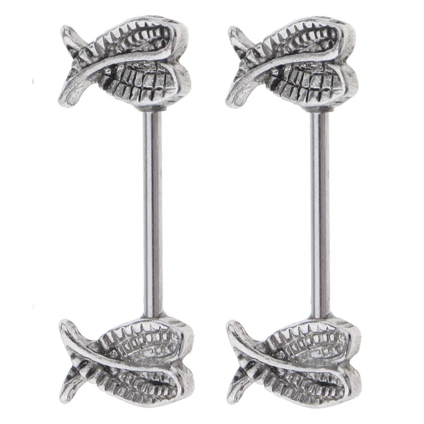 Specialty Maxbell 1 Pair Stainless Steel Angel Wings Double Pattern Balanced Wings Nipple Ring Long-Lasting