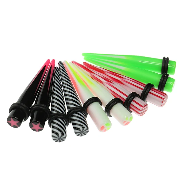 Reliable Maxbell 5 Pair Assorted Colors Straight Taper with O ring Ear Stretching 8mm 0G Authentic