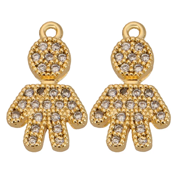 Original Design Maxbell 2 Pcs Fancy Little Boy Gold Crystal Metal Pendant for Necklace Bracelet Jewelry Prestigious