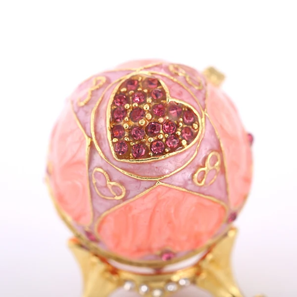 Proven Maxbell Pink Enamel Rhinestone Easter Egg Jewelry Storage Box Wedding Ring Holder Selected