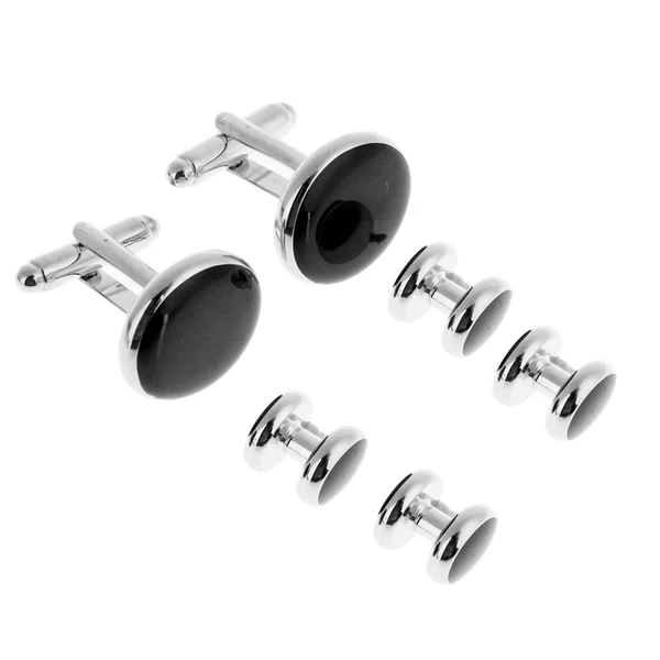Smooth Maxbell 6 Pcs Fashion Formal Costume Shirt Round Black Cufflinks And Studs Set Relaxed