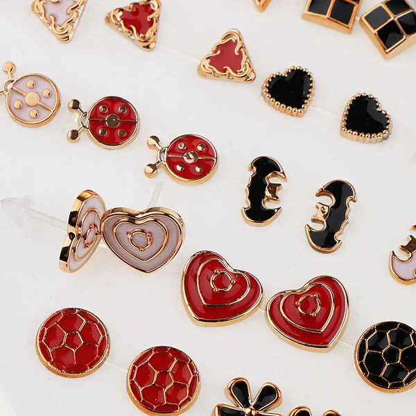 Casual Maxbell 36 Pairs Enamel Gold Edge Assorted Ear Stud Earring Whole Girls Jewelry Reusable