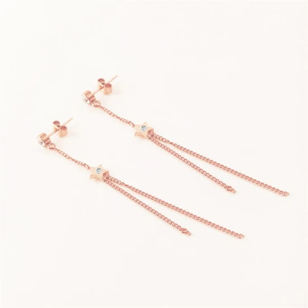 Prestigious Maxbell 1 Pair Fashion Charm Women Long Tassel Pentagram Ear Studs Rose Gold Gift Environmentally Friendly