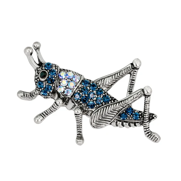 Effective Maxbell Blue Rhinestone Crystal Insect Grasshopper Pins Brooches Clothes Decoration Certified