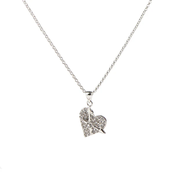 Powerful Maxbell Love Heart Arrow Design Charms Pendant Necklace Full Rhinestone Necklace Soft