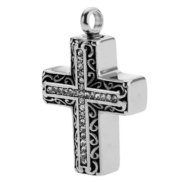 Top-Quality Maxbell Crystal Cross Memorial Keepsake Jewelry Religious Prayer Cross Urn Pendant Stylish