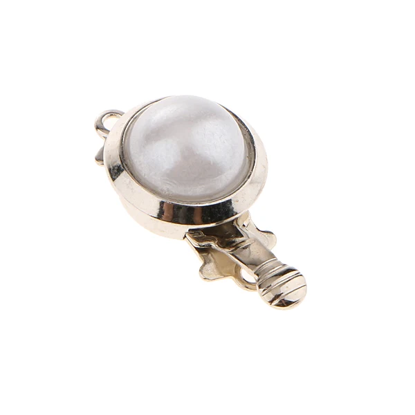 High-Grade Maxbell 5 Pieces Round Locket with Imitation Pearl Clasp Connector DIY Jewelry Craft Natural