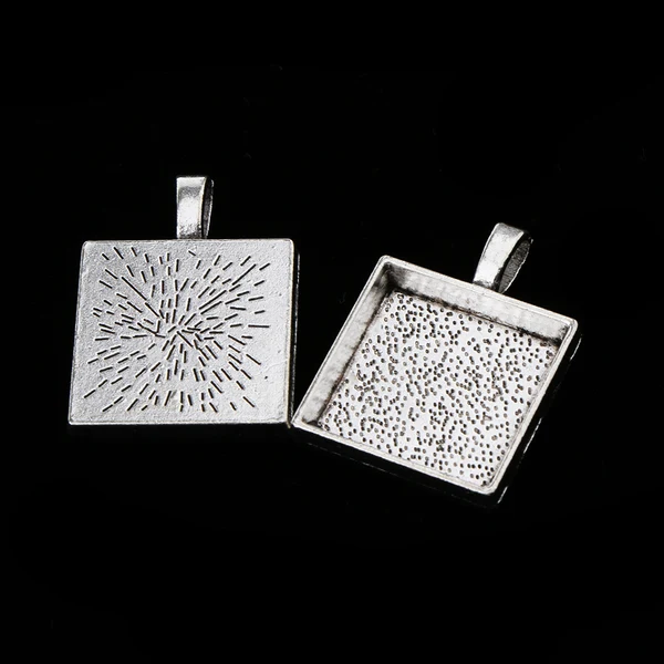 Comfortable Maxbell 10 Pcs Vintage Antique Silver Small Alloy Square Groove Pendants Necklace Bracelet Dependable