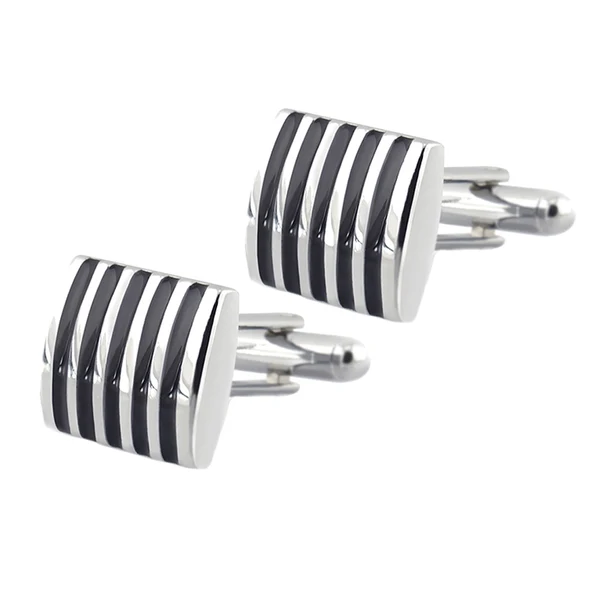 High-Quality Maxbell Fashion Males Brass Black Square Striped Cufflinks Simple Business Cufflinks Artisan