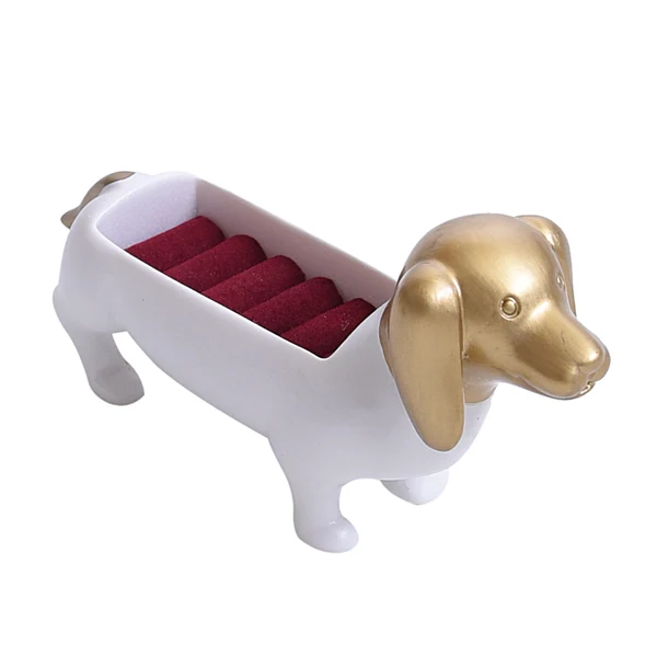 Dependable Maxbell Lovely Dog Shape Ring Holder Jewelry Display Organizer Showcase Insert Ring User-Friendly