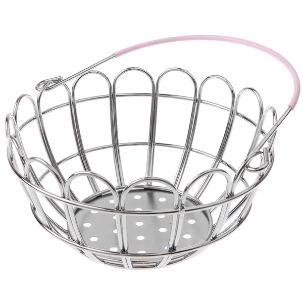 Verified Maxbell Kids Mini Metal Supermarket Shopping Basket For Kitchen Fruit Vegetable Food Grocery Storage Pretend Play Tools Toy Gifts Round Pink Modern