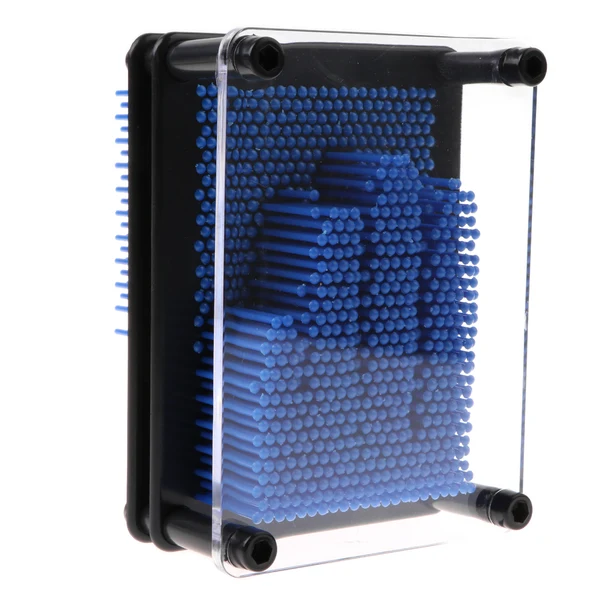 Contemporary Maxbell Plastic 3D Image Captor Pin Art Sculpture Hand Mould with Frame Home Décor Office Toy - Blue Small Organic
