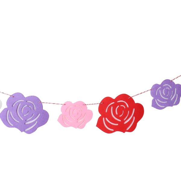 Soft Maxbell Romantic Wedding Rose Flower Felt Banner Home Party Hanging Decorations 2.5m Superior