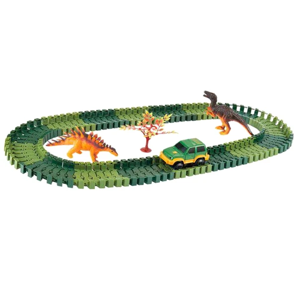 High-Quality Maxbell Hot DIY Assembly Flexible Jurassic Dinosaur Track Racing Car Model Kits Playset with Light Kids Educational Toy Xmas Gift - 100 Pieces Effective