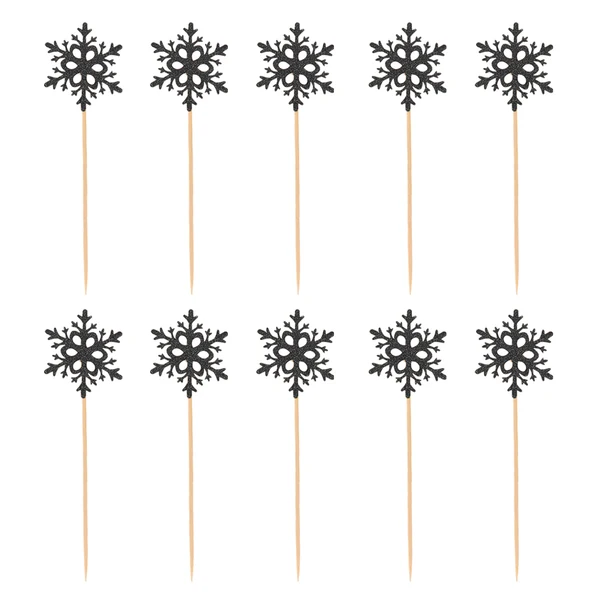 Selected Maxbell 10 Glitter Black Paper Snowflake Cake Toppers Food Picks Decoration Verified