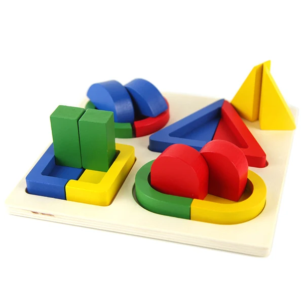 Expertly Made Maxbell Kids Baby Wooden Geometry Building Blocks Board Puzzle Early Cognition Color Shapes Learning Educational Stacking Matching Toy B Durable
