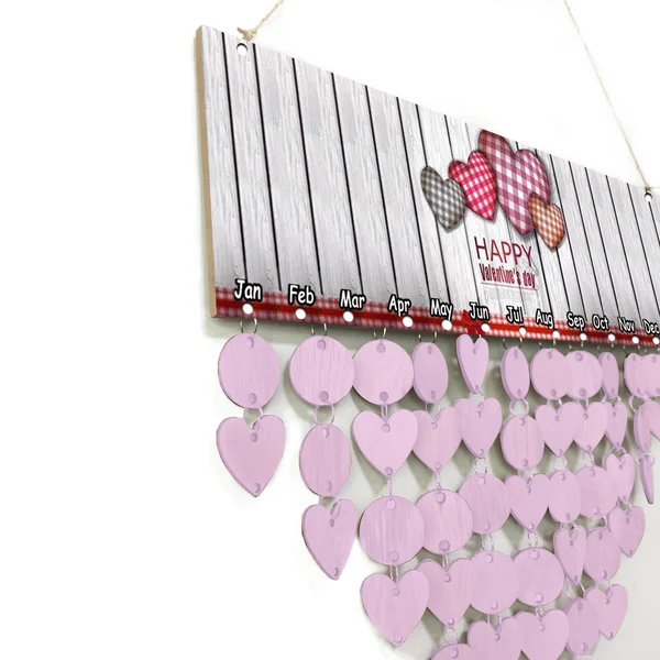 Healthy Maxbell Vintage Happy Valentine Day Hearts Wooden Reminder Calendar Hanging Decor Contemporary