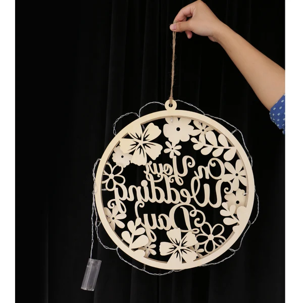 Quality Maxbell On Your's Wedding Day Wooden Hanging Sign Board with Light String Decor Wedding Party Supplies Optimized