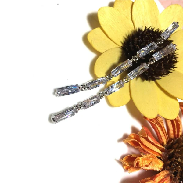 Expertly Made Maxbell Silver Crystal Earrings Long Chain Earrings Jewelry Gift Woman Party Girl Dangle Earrings For Functional