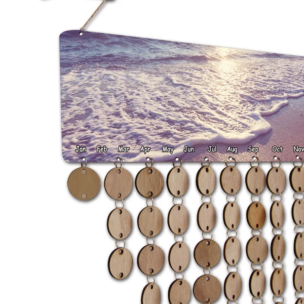 Innovative Maxbell Sea Wave Calendar Birthday Planner Board Wood Reminder Hanging Plaque Gifts Sustainable