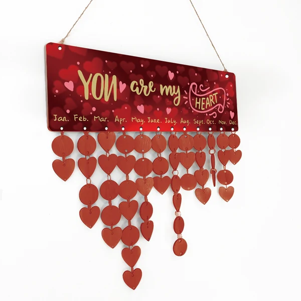 Modern Maxbell Heart-shaped DIY Wood Birthdays Anniversaries Reminder Calendar User-Friendly