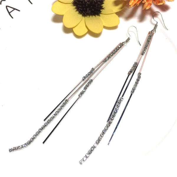 Superior Maxbell Silver Crystal Earrings Tassel Earrings Jewelry Gift Woman Party Girl Dangle Earrings For Certified