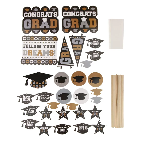 Fine Maxbell Pack of 30 Funny Graduation Party Frame Themed Hand Held Photo Booth Prop Background Crafted