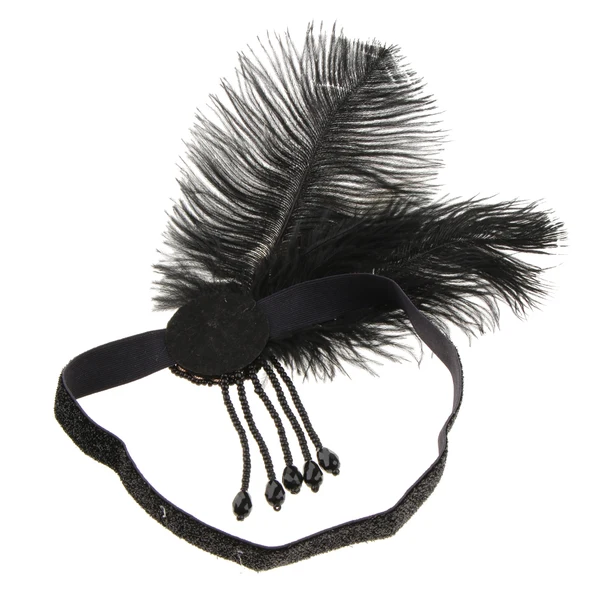 High-Grade Maxbell 1920s Lady Girls Feather Crystal Tassel Headband Headwear Hair Accessories Environmentally Friendly