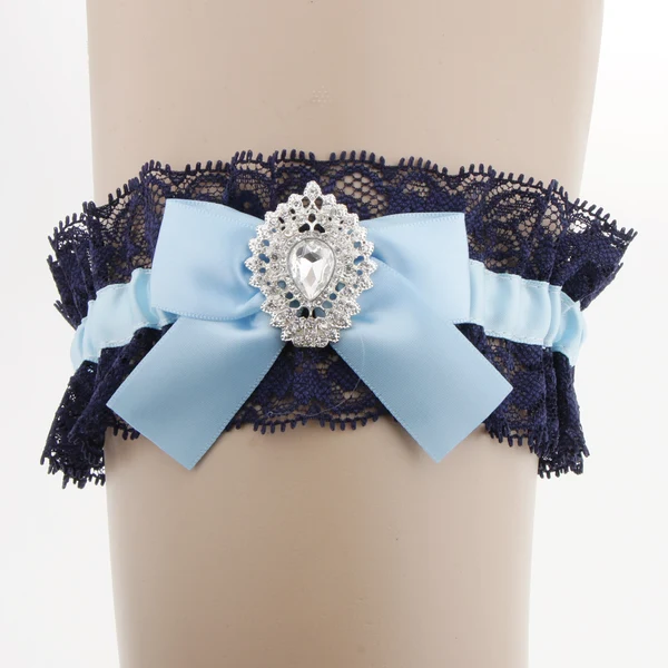 Exceptional Maxbell Wedding Rhinestone Elastic Lace Garter Bridal Intimates Belt Leg Ring Blue Lightweight