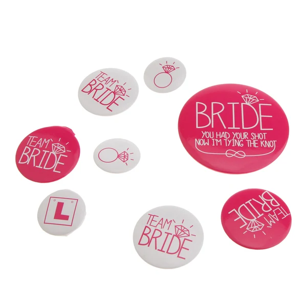 Classic Maxbell Bridal Party Badge- Wedding Party Buttons - Bridesmaid Gifts Team Bride Maid of Honor Party Supplies 8pcs User-Friendly