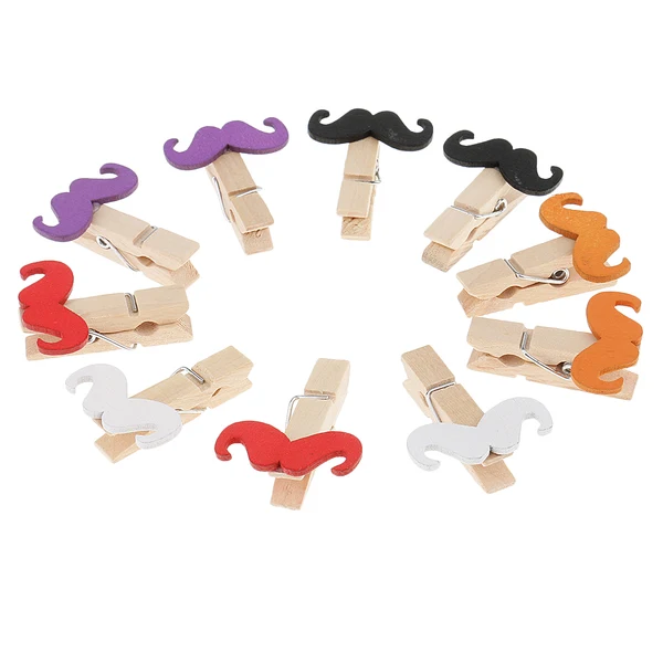Advanced Maxbell 10 Pieces Mustache Wooden Craft Pegs Wedding Party Photo Paper Spring Clips 35mm Responsible