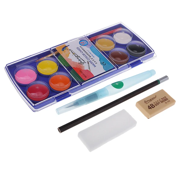 Luxury Maxbell 12 Assorted Colors Solid Watercolor Paint Set Portable Painting Art Supplies Smooth