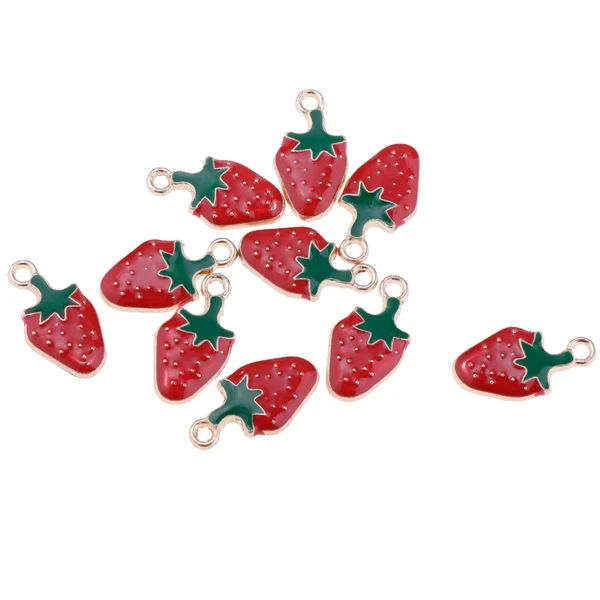 Trusted Maxbell 10 Pcs Kawaii StrawberryEnamel Charm Pendants DIY Bracelets Necklaces Craft Certified
