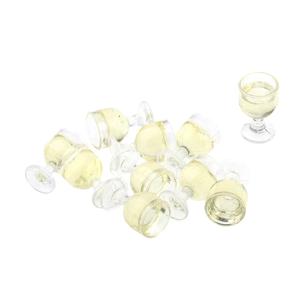 Easy-to-Use Maxbell 10 Pieces Wine Glasses Champagne Cup Goblet Dollhouse Miniature Colorful Life Scenes Decorations Kids Pretend Play Toy Refined