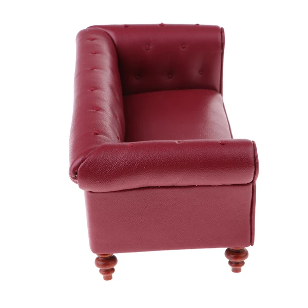 Optimized Maxbell European Style 12th Leather Long Sofa Couch Dollhouse Living Room Furniture Home Model Display Ornaments Red Original