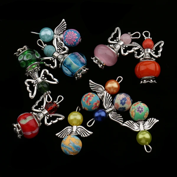 Proven Maxbell 10 Pieces Mixed 21x30mm Angel Wing Charms Pendants Faceted Acrylic Heart Beads Clay Beads Alloy Butterfly Wings fit Necklace Earring Bracelet Crafts DIY Findings Long-Lasting