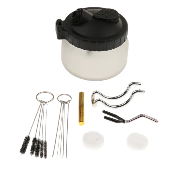 Powerful Maxbell Airbrush Cleaning Pot Clean Paint Jar Air Brush Holder Frosted Glass Bottle Jar Filter 11Pcs Airbrush Spray Gun Cleaning Needle and Brush Tool Kit Healthy