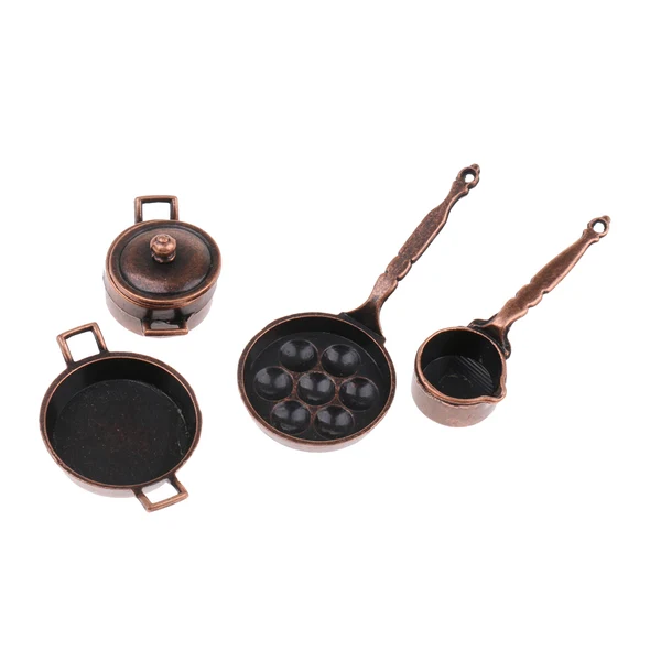 Secure Maxbell Vintage 5 Pieces Miniature Kitchen Cookware Set Alloy Pots Pans for 1 12 Dolls House Decoration Accessories Premium