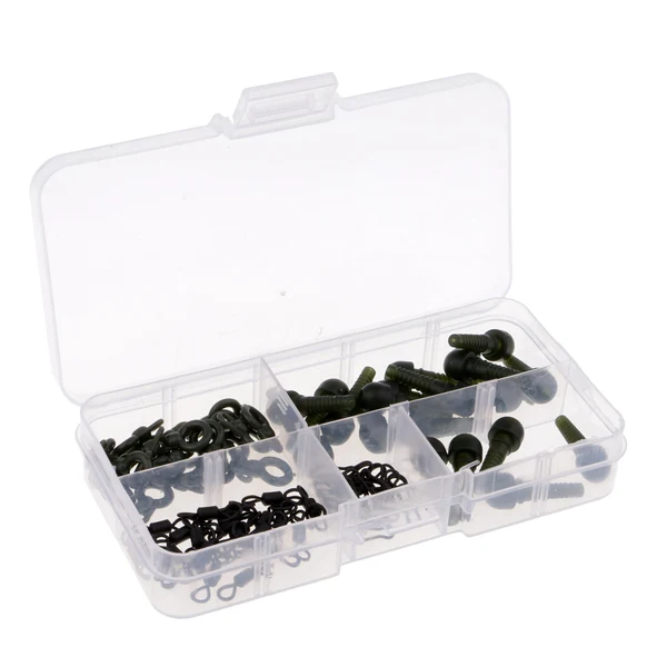 Premium Maxbell 80pcs Running Rig Stop Quick Change Clip Carp Run Ring Fishing Ring Swivel with 1 Piece Tackle Box Fashionable