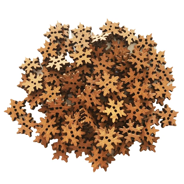 Specialty Maxbell 100 Pieces Retro Snowflake Wooden Sewing Buttons 2 Holes for Sewing Scrapbooking Verified