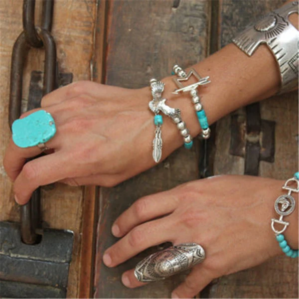 Durable Maxbell Ethnic Women Lady Elegant Biker Ring Tibetan Sliver Flower Engraving Ring Proven