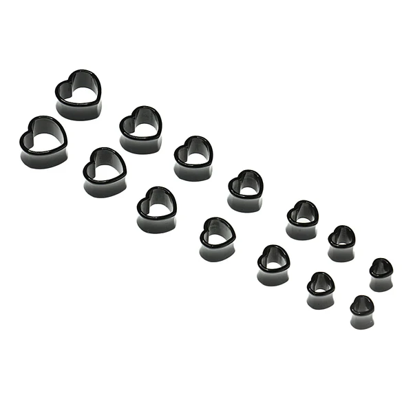 Selected Maxbell 7 Pairs Black Heart Shaped Tunnel Acrylic Ear Plug Flesh Tunnel 8mm - 20mm World-Class