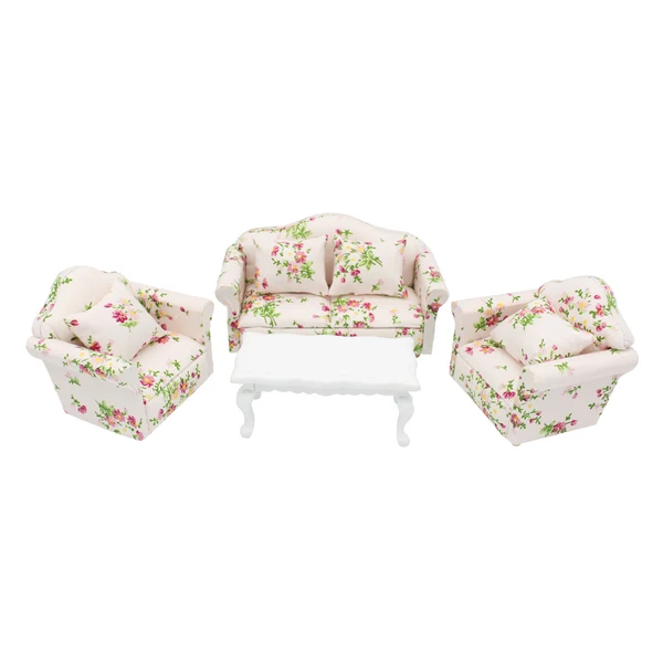 Sustainable Maxbell Doll's House Miniatures Living Room Furniture Set Floral Sofa Couch End Table Kits 1 12 Original Design