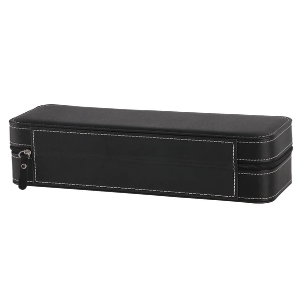 Original Maxbell Black PU Leather 6 Slot Zipper Stitch Line Watch Box Display Case Organizer Storage 13x4.3x2.9 inch Selected