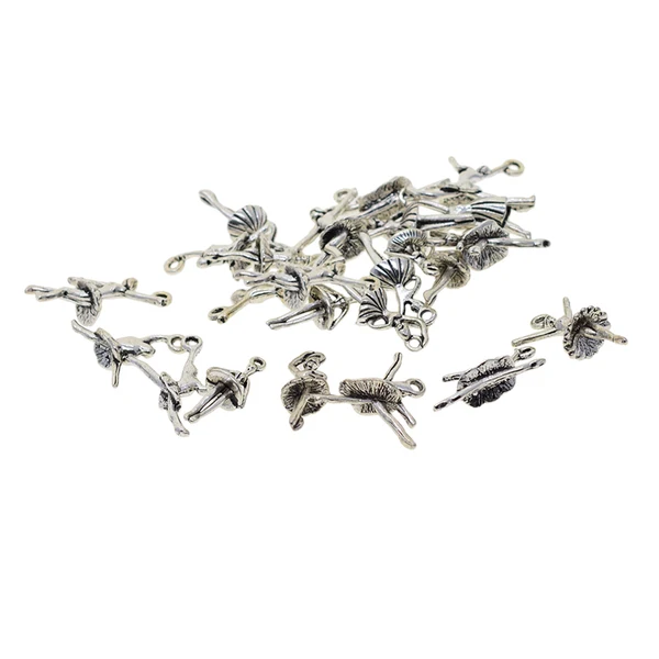 Natural Maxbell 24 Pieces Tibetan Silver 3D Ballet Shape Charms Dangle Pendants Findings Jewelry Making Accessories Pure