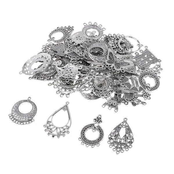 Original Maxbell 60 Pieces Antique Silver Mixed Alloy Jewelry Making Charms Pendant Crafts Organic