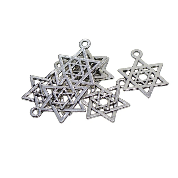 Pure Maxbell 50 Pieces Tibetan Silver Solomon's Seal Hexagram Jewelry Making Charms Pendant for DIY Vintage Necklace Bracelet Earring Accessories 21x16mm Modern