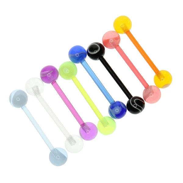 Reliable Maxbell 8 Pieces Assorted Color Acrylic Barbell Ball Tongue Nipplering Helix Studs 1.8mm Casual