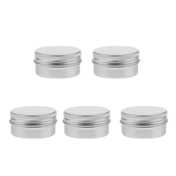 Casual Maxbell 5 Pieces 1oz 30g Silver Aluminum Round Tins Empty Slip Slide Containers Bottle with Screw Lid for Lip Balm Crafts Cosmetic Candles Travel Storage Powerful